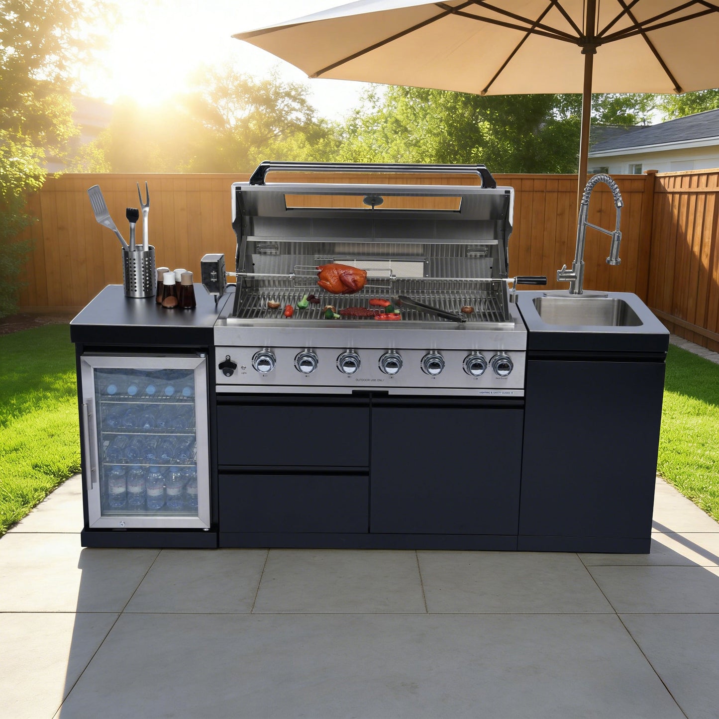 82-Inch 6-Burner Deluxe Stainless Steel Gas Outdoor Grill