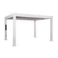 Windham 14' X 10' Modern Galvanized Steel Outdoor Patio Pergola Kit with Shade Sail Canopy and Powerport
