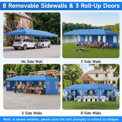 Pop Up Canopy Tent 10x30 FT with 8 Sidewalls