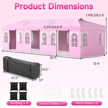 Pop Up Canopy Tent 10x30 FT with 8 Sidewalls