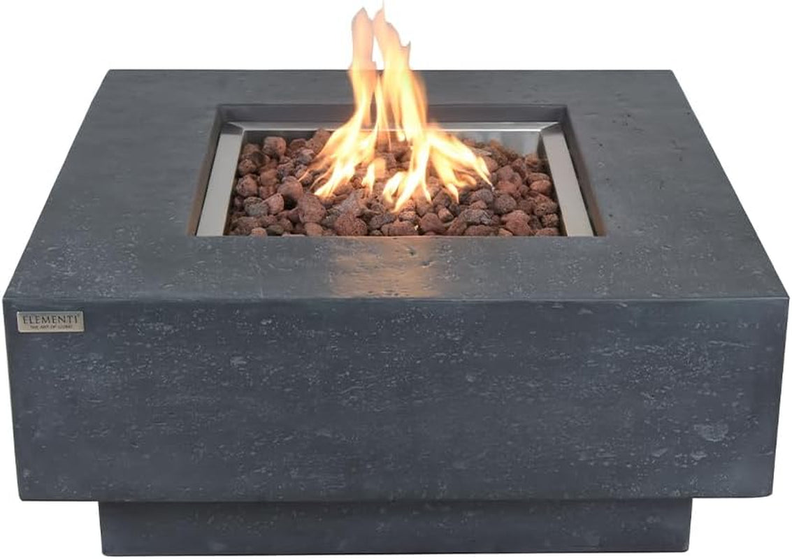 Manhattan Concrete Fire Pit 36" X 36" Outdoor Patio Firepit Includes Lava Rocks Modern Fire Pits & Outdoor Fireplaces for Garden, Deck, Indoor & Outdoor Heating
