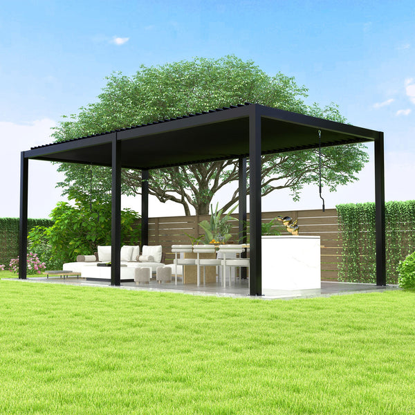 8640E Adjustable Louvered Pergola, 19 x 9.8 ft. – Grey