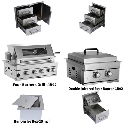 Built-in Outdoor Kitchen 32" LPG Gas Grill with Ice Box