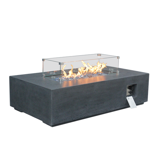 52 Inch Outdoor Concrete Propane gas rectangle Fire Pit table in Dark Gray color (Propane)