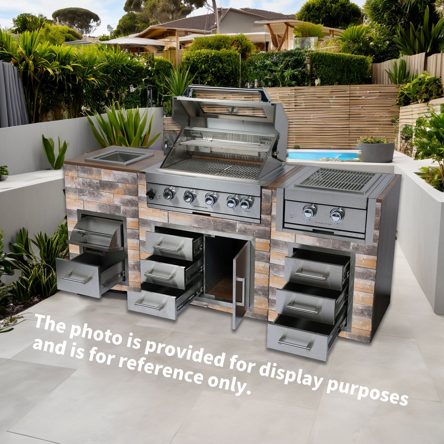 Built-in Outdoor Kitchen 32" LPG Gas Grill with Ice Box