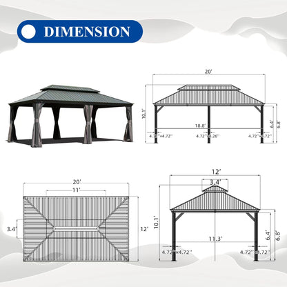 12' X 20' Hardtop Gazebo