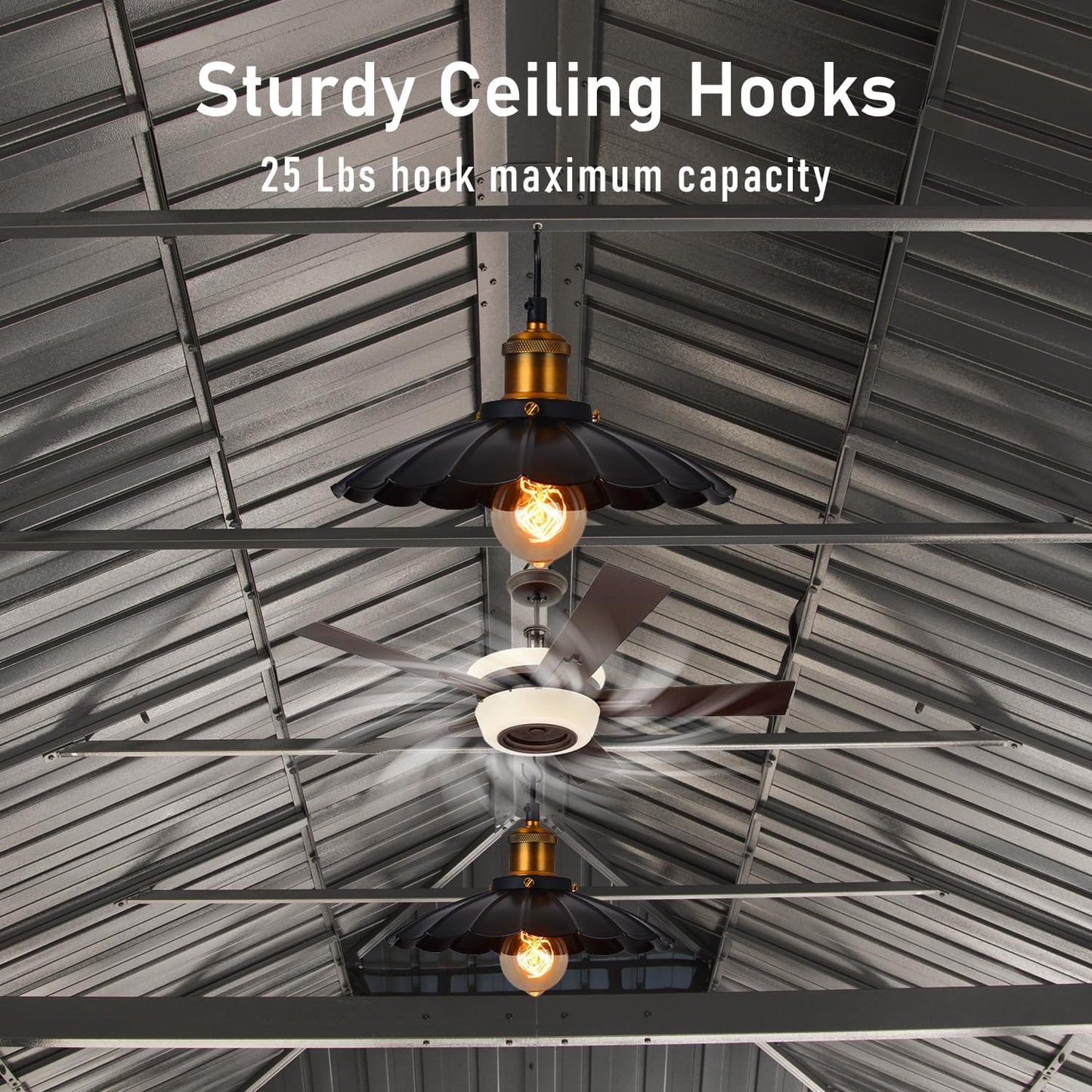14x24FT Hardtop Gazebo with Galvanized Steel Double Roof