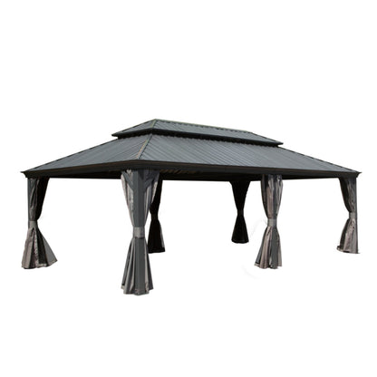 14x24FT Hardtop Gazebo with Galvanized Steel Double Roof