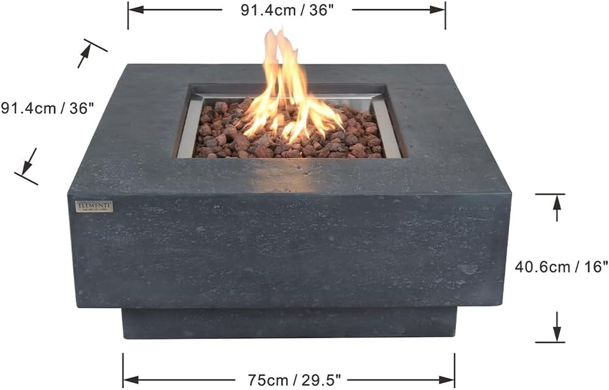 Manhattan Concrete Fire Pit 36" X 36" Outdoor Patio Firepit Includes Lava Rocks Modern Fire Pits & Outdoor Fireplaces for Garden, Deck, Indoor & Outdoor Heating