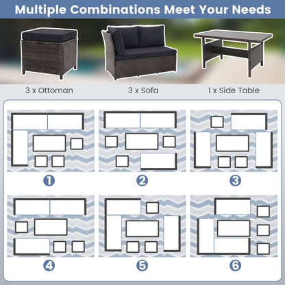 7-Piece Wicker Patio Furniture Set with Cushions