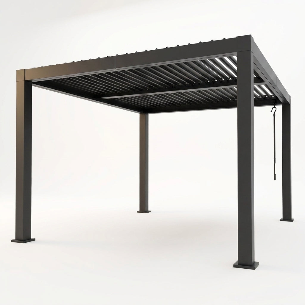 Louvered Pergola, Outdoor Pergola with Adjustable Louvered Roof, Reinforced Aluminum Frame, Integrated Drainage System, Hardtop Gazebo for Patio — Studio Shot