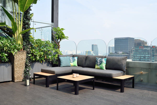 Portals Teak and Aluminum Modular Sofa 3pc Set  ( Seats 3)