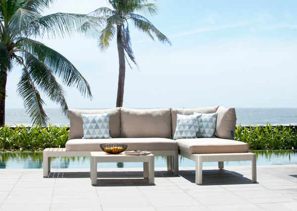 Portals Teak and Aluminum Modular Sofa 3pc Set  ( Seats 3)