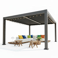 Louvered Pergola, Outdoor Pergola with Adjustable Louvered Roof, Reinforced Aluminum Frame, Integrated Drainage System, Hardtop Gazebo for Patio