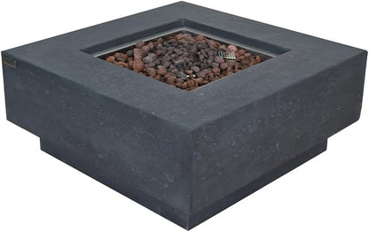 Manhattan Concrete Fire Pit 36" X 36" Outdoor Patio Firepit Includes Lava Rocks Modern Fire Pits & Outdoor Fireplaces for Garden, Deck, Indoor & Outdoor Heating
