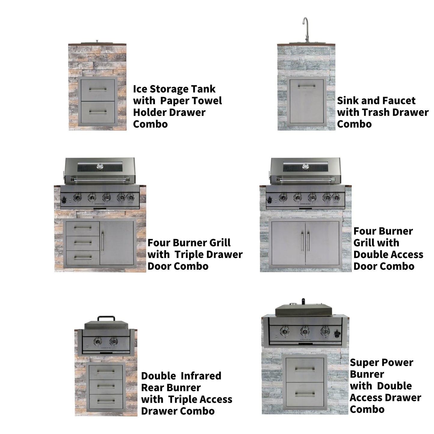 Built-in Outdoor Kitchen 32" LPG Gas Grill with Ice Box