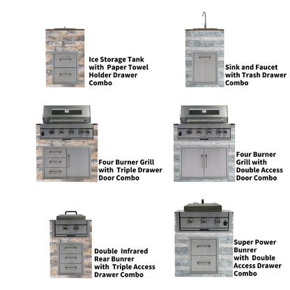 Built-in Outdoor Kitchen 32" LPG Gas Grill with Ice Box