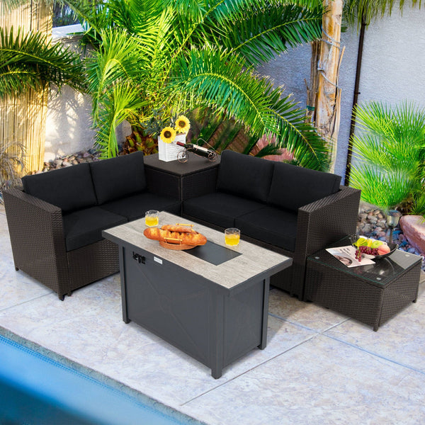 5-Piece Patio Furniture Set with Propane Fire Pit Table  (seats4)