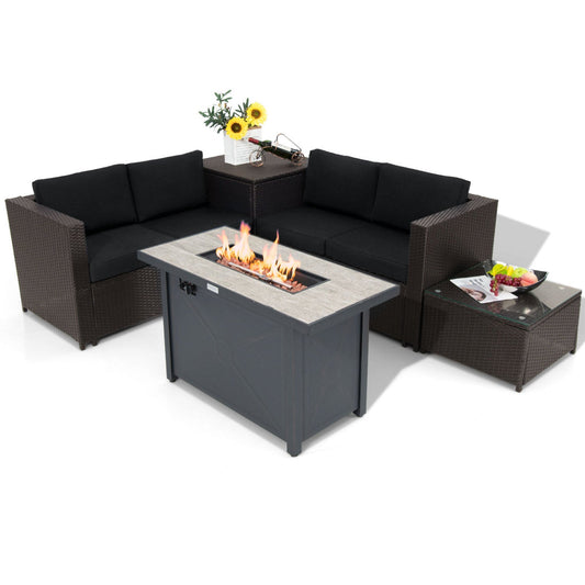 5-Piece Patio Furniture Set with Propane Fire Pit Table  (seats4)
